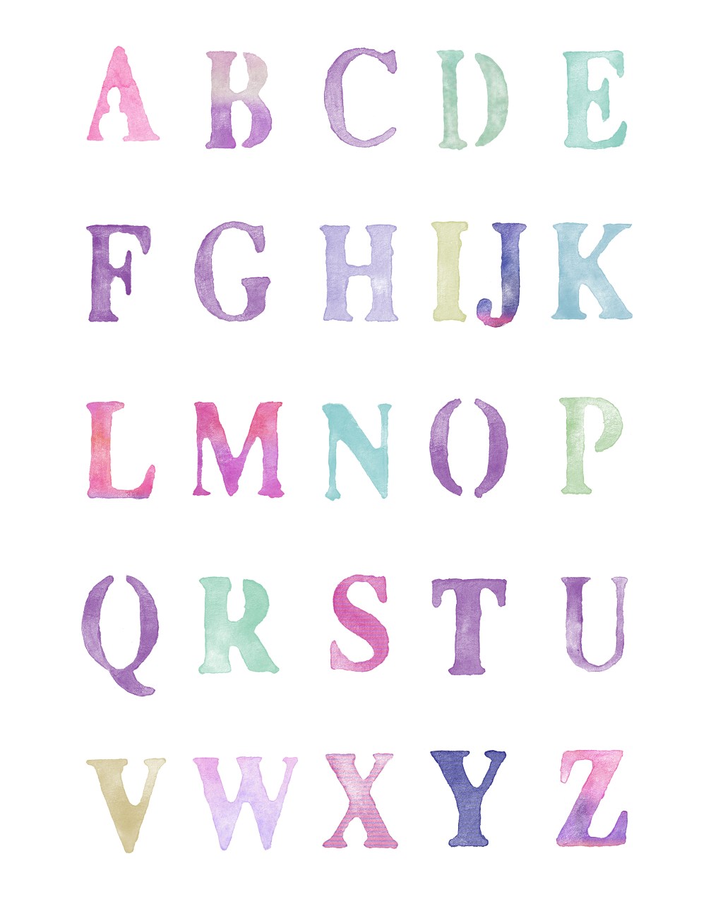 Watercolor Letters Free Printable